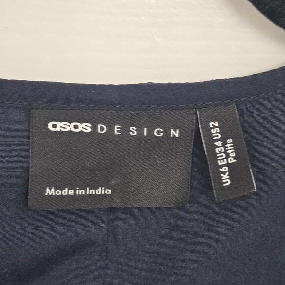 ASOS Black Midi Dress with White Floral Embroidery - Picture 7 of 11